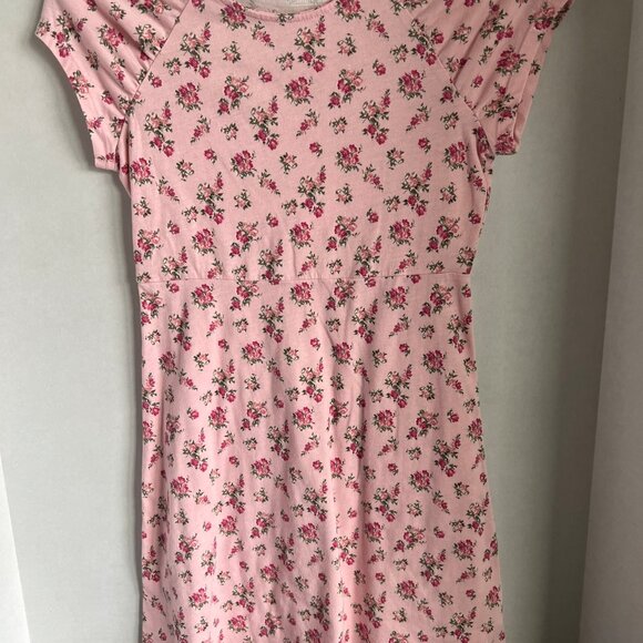 Children's Place Girls Pink Floral Skater Dress Size L 10/12 30" L - Picture 1 of 5